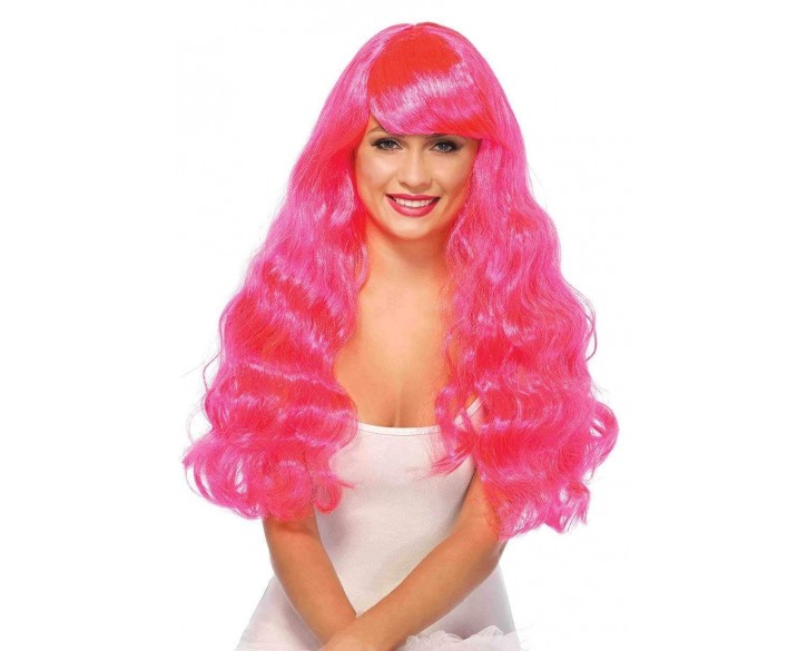 Leg Avenue Neon Star Long Wavy Wig Pink