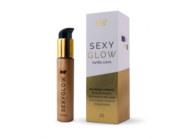 Крем-шимер для тіла Intt Sexy Glow (60 мл) з олією ши та ароматом ванілі, сяйна засмагла шкіра