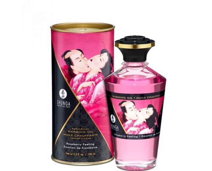 Розігрівальна олія Shunga Aphrodisiac Warming Oil – Raspberry Feeling (100 мл) без цукру, смачна