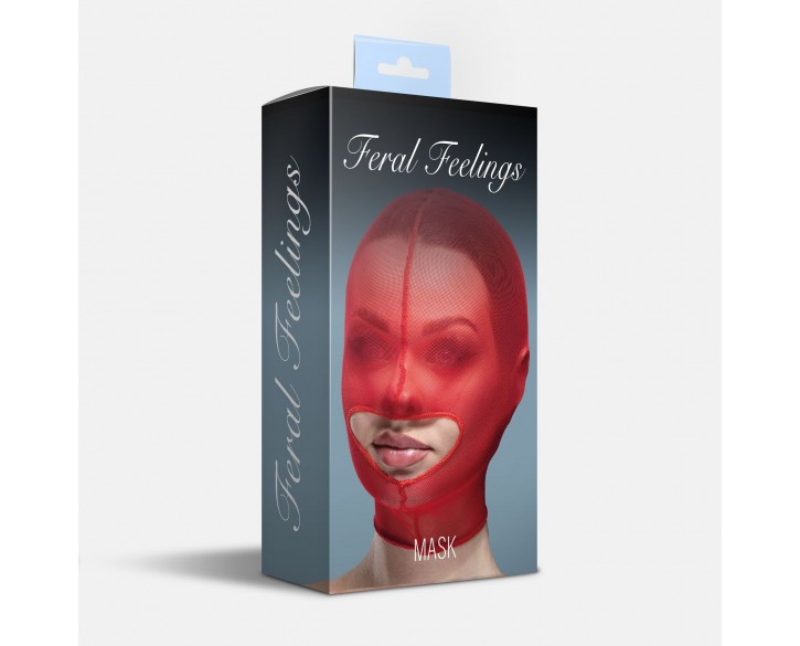 Маска сітка із відкритим ротом Feral Feelings - Hood Mask Red