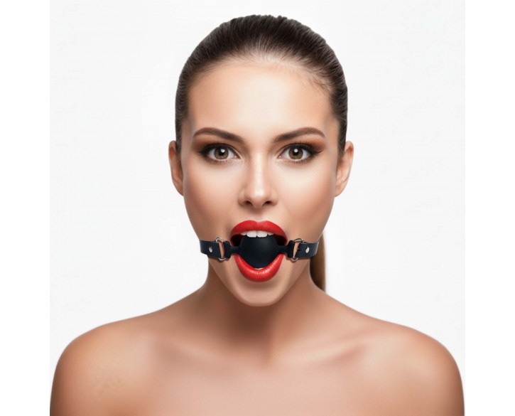 Кляп силіконовий з фалоімітатором Art of Sex - Phallus, натуральна шкіра, чорний