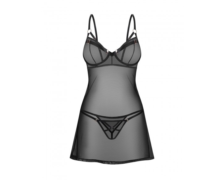 Сорочка Obsessive Euridia chemise & tanga XS/S