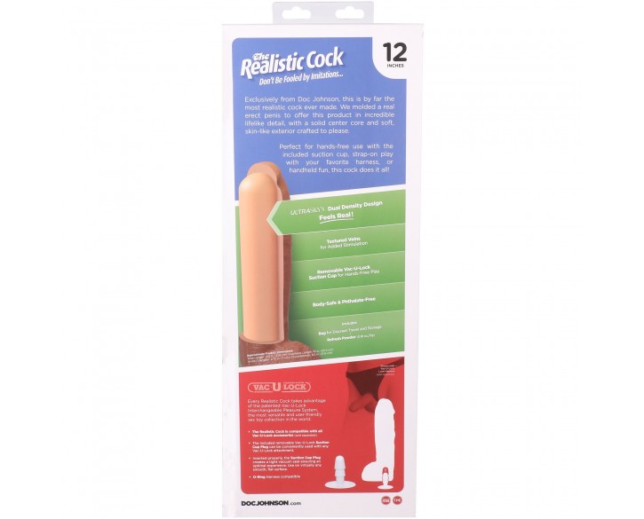 Фалоімітатор Doc Johnson The Realistic Cock ULTRASKYN - 12 Inch Hung with Balls Caramel