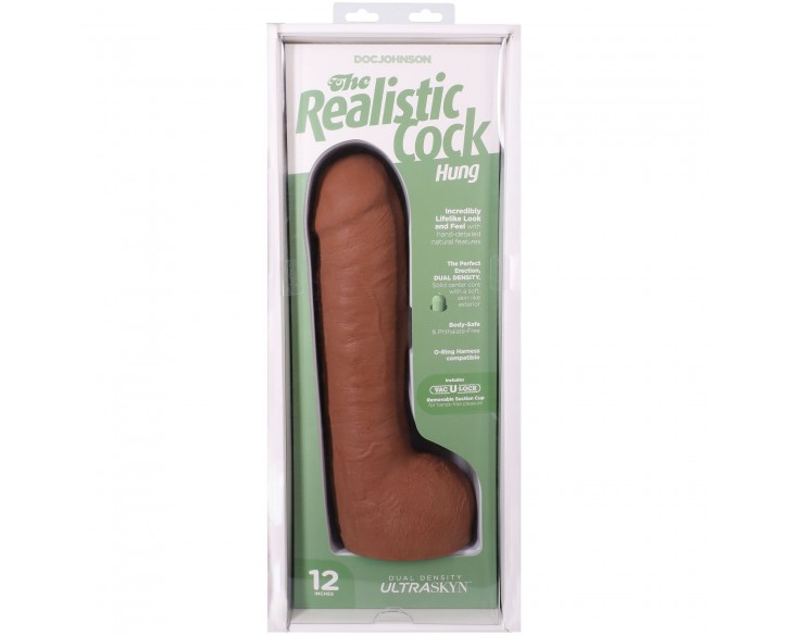 Фалоімітатор Doc Johnson The Realistic Cock ULTRASKYN - 12 Inch Hung with Balls Caramel