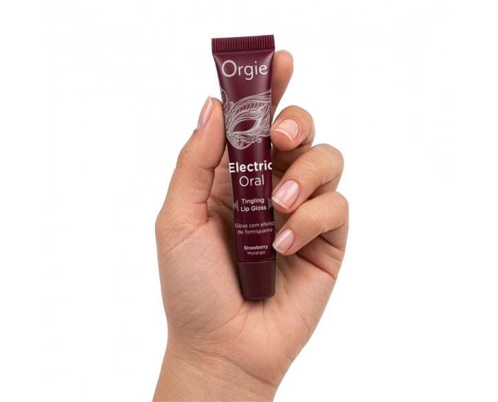 Віброблиск для губ Orgie Electric Oral Lips Gloss Strawberry 10 мл, з ефектом поколювання