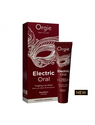 Віброблиск для губ Orgie Electric Oral Lips Gloss Strawberry 10 мл, з ефектом поколювання