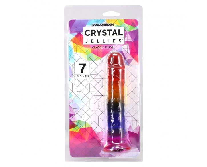 Фалоімітатор Doc Johnson Crystal Jellies - 7 Inch Сlassic Dong - Rainbow