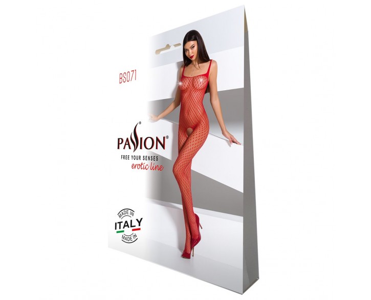 Бодістокінг Passion BS071 red, комбінезон на бретелях