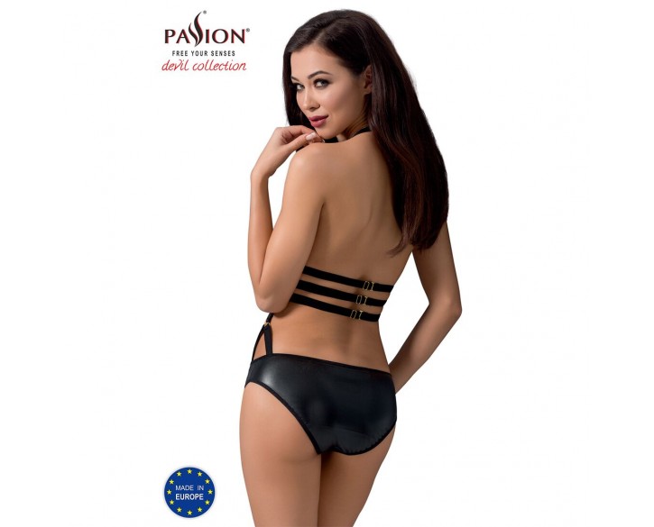 Сексуальне боді-монокіні Passion LAMIS BODY L/XL black, стрепи, блискуча ламе