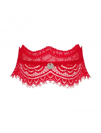 Широкий мереживний чокер Obsessive Bergamore choker, red