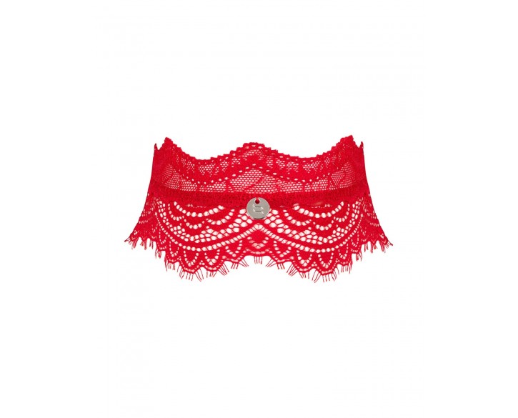 Широкий мереживний чокер Obsessive Bergamore choker, red