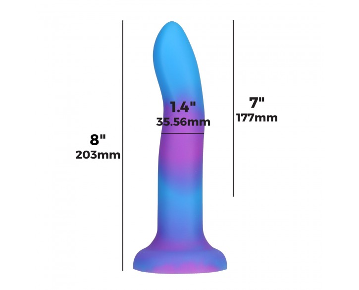 Фалоімітатор, що світиться в темряві, ADDICTION Rave 8″ Glow in the Dark Dildo Blue Purple, 20,3 см