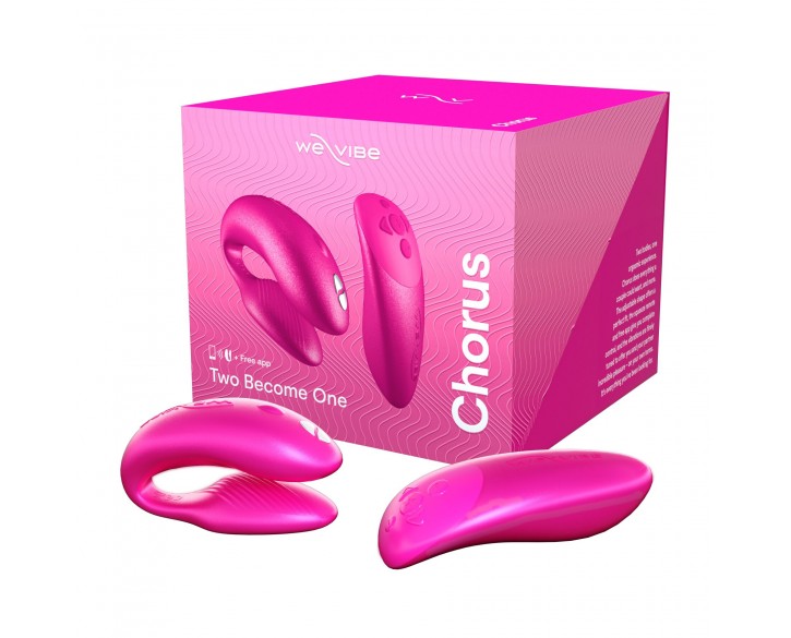 Смарт-вібратор для пар We-Vibe Chorus Cosmic Pink, сенсорне керування вібраціями стисненням пульта