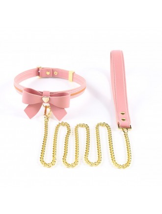 Повідець LOCKINK SEVANDA Love Heart Butterfly Leather Collar Set - Pink