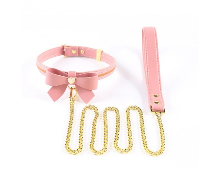 Повідець LOCKINK SEVANDA Love Heart Butterfly Leather Collar Set - Pink