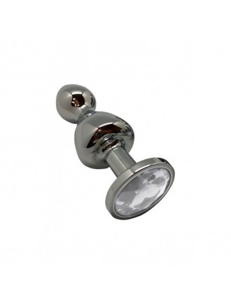 Металева анальна пробка Wooomy Lollypop Double Ball Metal Plug M, діаметр 3,1 см, довжина 9,4 см