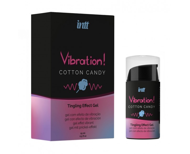 Рідкий вібратор Intt Vibration Cotton Candy (15 мл), густий гель, дуже смачний, діє до 30 хвилин