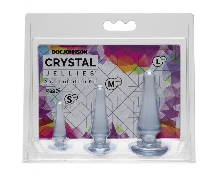 Набір анальних пробок Doc Johnson Crystal Jellies Anal - Clear, макс. діаметр 2см - 3 см - 4 см