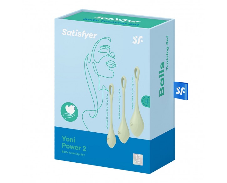 Набір йоні намистин Satisfyer Yoni Power 2 Light Green, диаметр 2-2,5-3см, вес 22-44-73гр