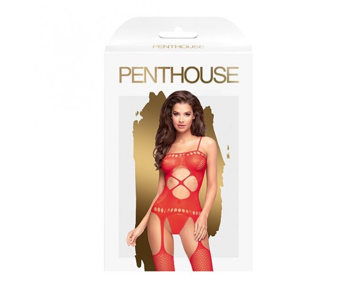 Бодістокінг з вирізом на животику Penthouse - Hot Nightfall Red S/L