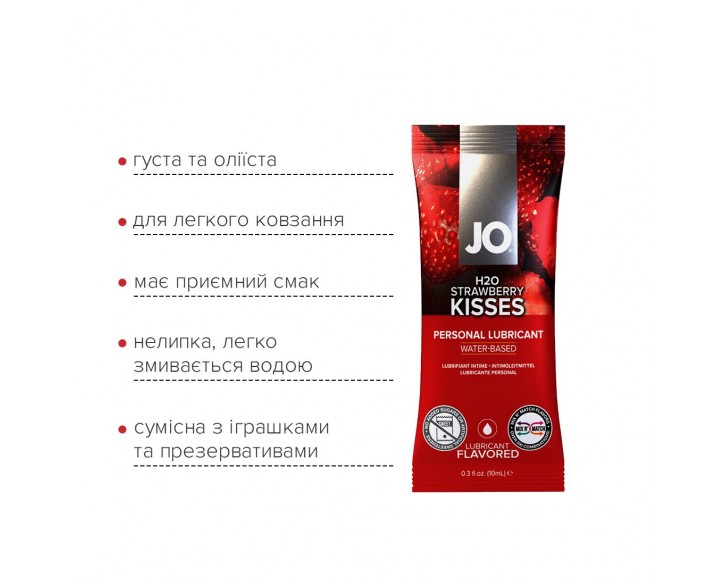 Набір лубрикантів Foil Display Box – JO H2O Lubricant – Strawberry – 12 × 10ml