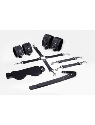 Набір для БДСМ 5 в 1 Feral Feelings BDSM Kit 5 Black, наручники, поножі, хрестовина, маска, падл