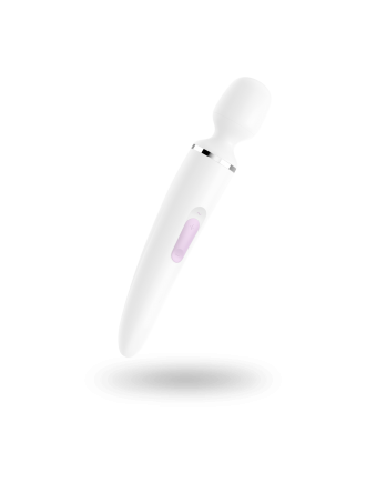 Вібромасажер Satisfyer Wand-er Woman (White/Chrome), водонепроникний, потужний, розмір XXL