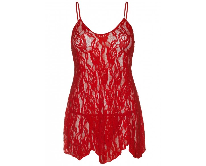 Пеньюар Leg Avenue Rose Lace Flair Chemise Red Plus Size