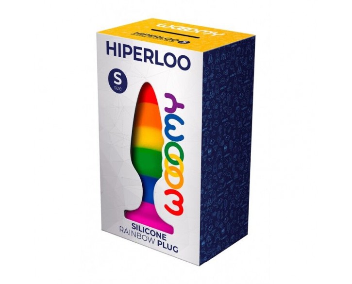 Силіконова анальна пробка Wooomy Hiperloo Silicone Rainbow Plug S, діаметр 2,4 см, довжина 9 см