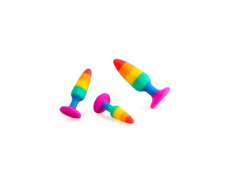 Силіконова анальна пробка Wooomy Hiperloo Silicone Rainbow Plug S, діаметр 2,4 см, довжина 9 см