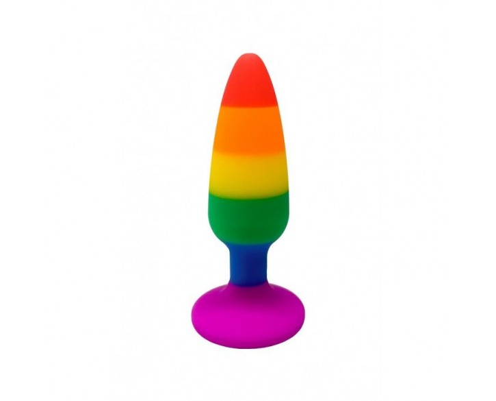 Силіконова анальна пробка Wooomy Hiperloo Silicone Rainbow Plug S, діаметр 2,4 см, довжина 9 см