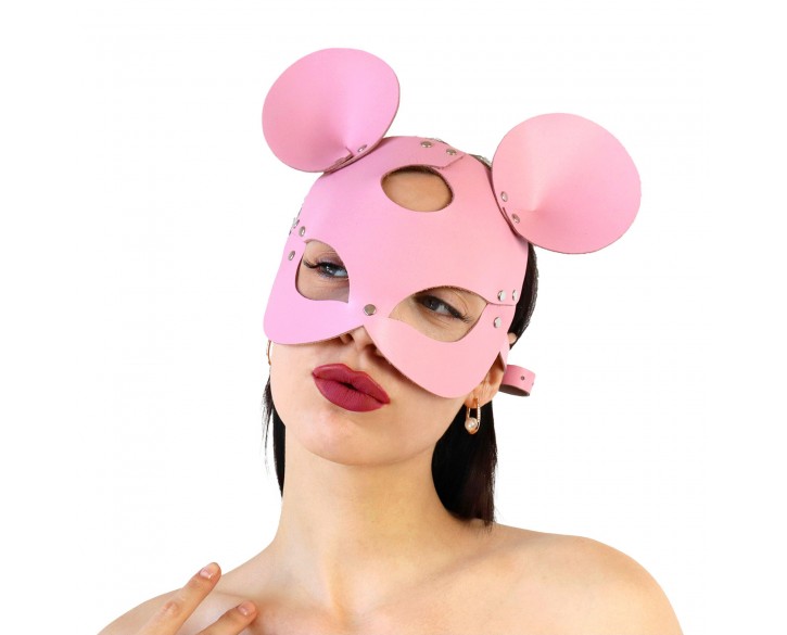 Шкіряна маска зайчика Art of Sex - Mouse Mask, колір Рожевий