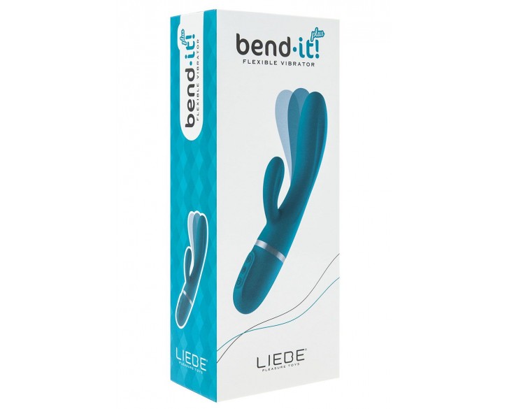 Вібратор-кролик Liebe Bend It Plus Ocean Blue, гнучкий, 2 мотори, 10 режимів