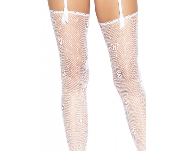Панчохи Leg Avenue Daisy Dot Fishnet Stockings One Size White