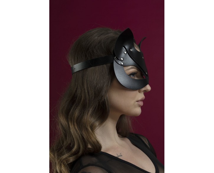 Маска кішечки Feral Feelings - Catwoman Mask, натуральна шкіра, чорна