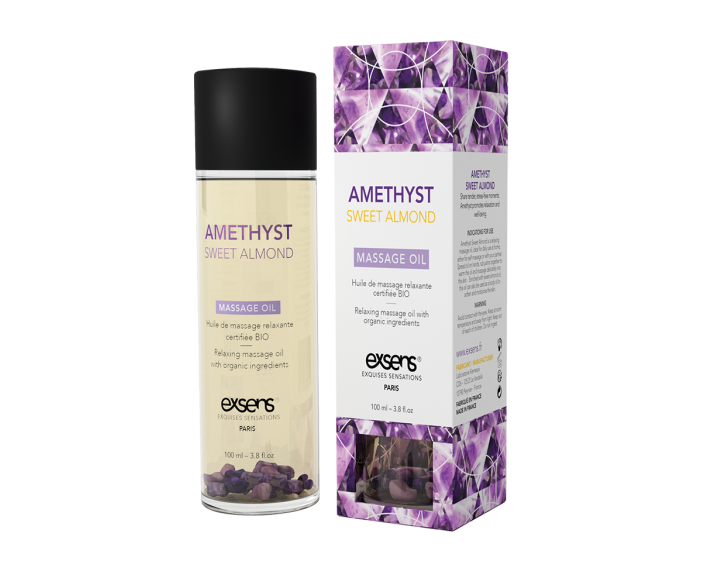 Масажна олія EXSENS Amethyst Sweet Almond (розслаблювальна, з аметистом) 100мл, натуральна