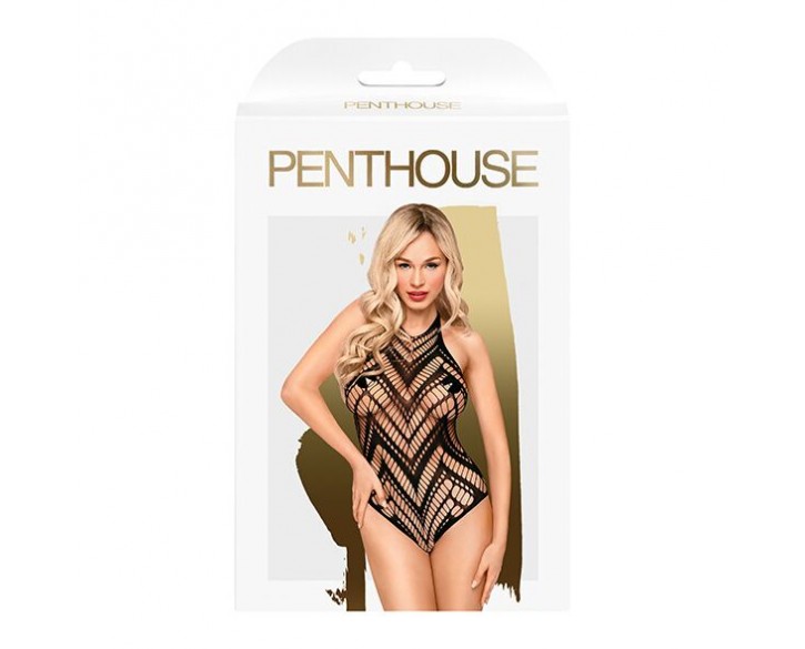 Боді з геометричним орнаментом Penthouse - Go Hotter Black S/L