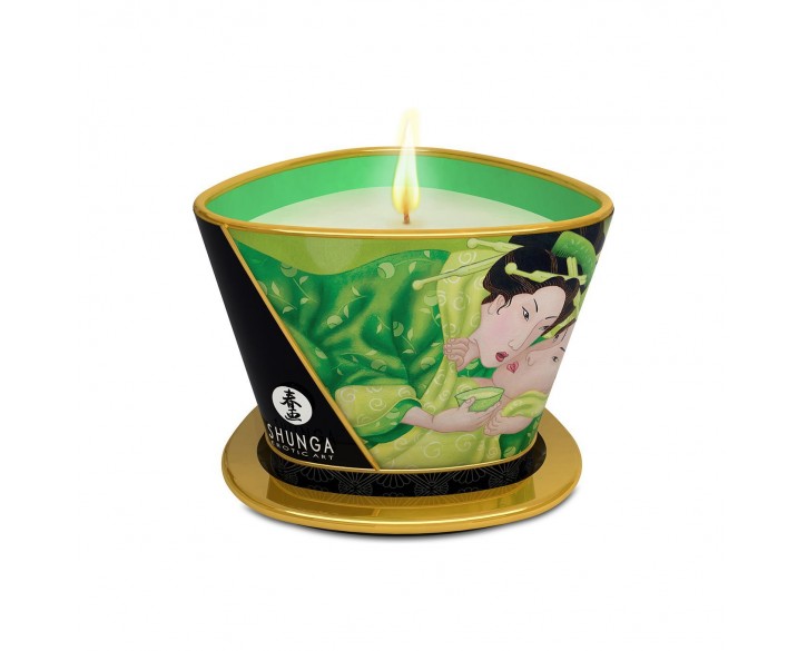 Масажна свічка Shunga Massage Candle – Exotic Green Tea (170 мл) з афродизіаками