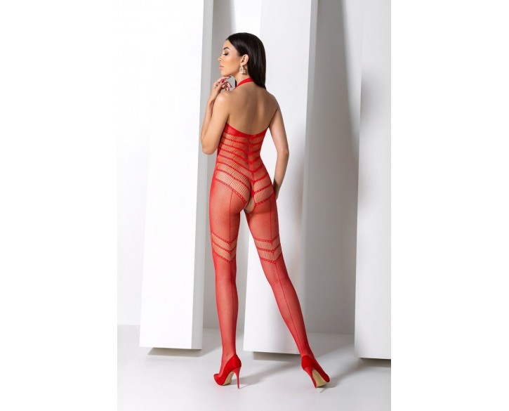 Бодістокінг з плетінням на животику Passion BS100 One Size, red, декоративний шов, з доступом