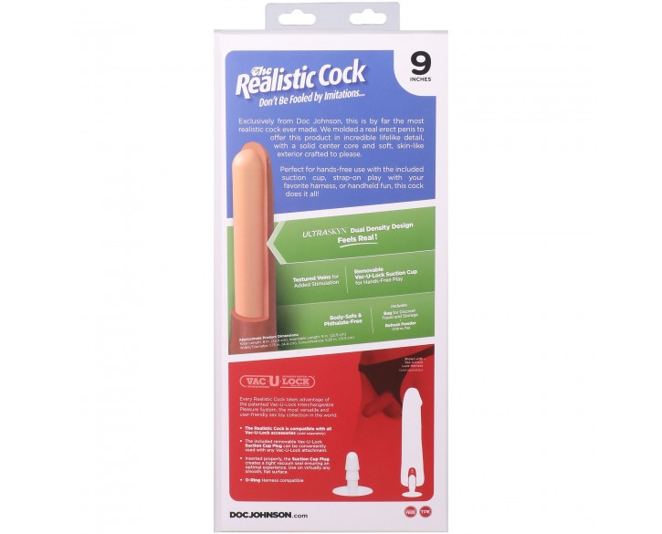 Фалоімітатор Doc Johnson The Realistic Cock ULTRASKYN - 9 Inch with Balls Vanilla