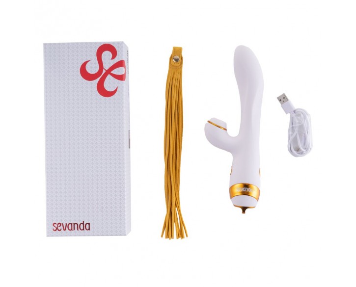 Вібратор-кролик з флогером LOCKINK SEVANDA Whip Vibrating Massage Wand - White & Golden