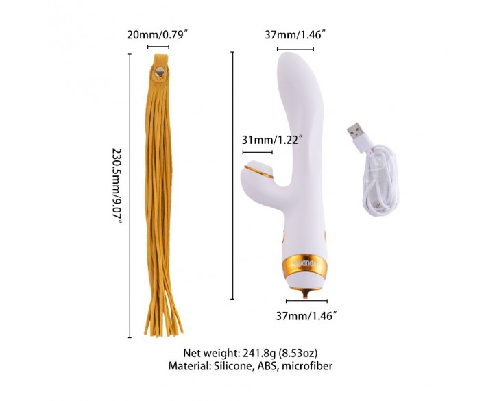 Вібратор-кролик з флогером LOCKINK SEVANDA Whip Vibrating Massage Wand - White & Golden