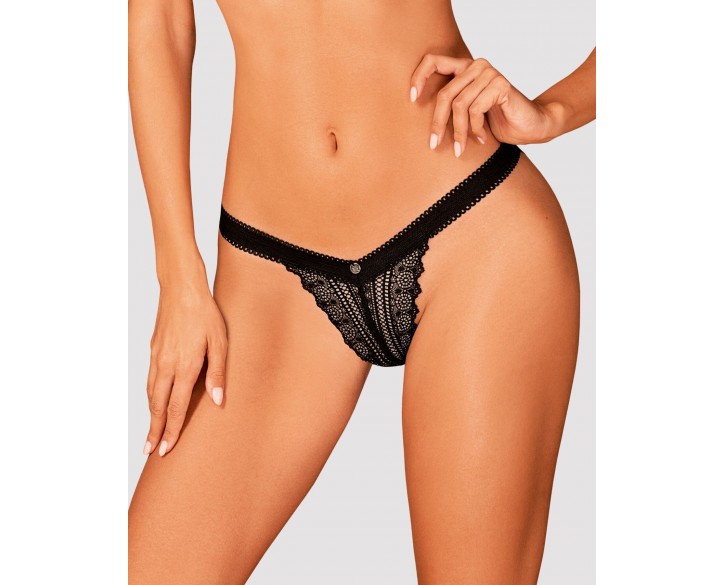 Мереживні трусики із заниженою талією Obsessive Estiqua panties XS/S, black