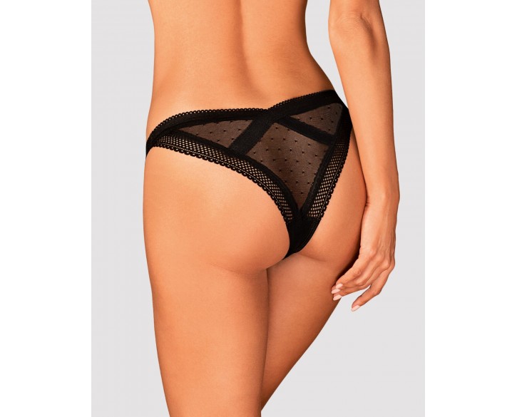 Мереживні трусики із заниженою талією Obsessive Estiqua panties XS/S, black