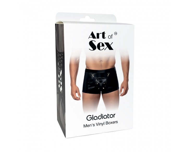 Чоловічі труси з сюрпризом Art of Sex - Gladiator, чорні з ефектом мокрого оксамиту, розмір XL