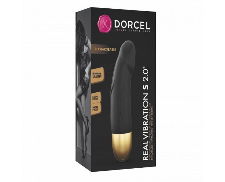 Вібратор Dorcel Real Vibration S Gold 2.0, діаметр 3,7см, перезаряджається, для точки G