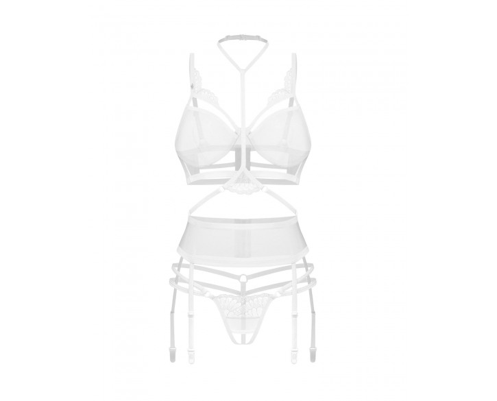 Комплект Obsessive Premisis White 3-pcs crotchless set L/XL