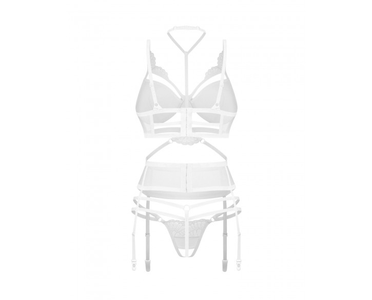 Комплект Obsessive Premisis White 3-pcs crotchless set L/XL