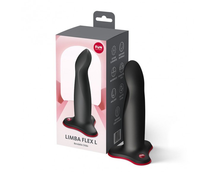 Фалоімітатор Fun Factory LIMBA FLEX L Black, гнучкий, з ефектом пам’яті, підходить для точки G
