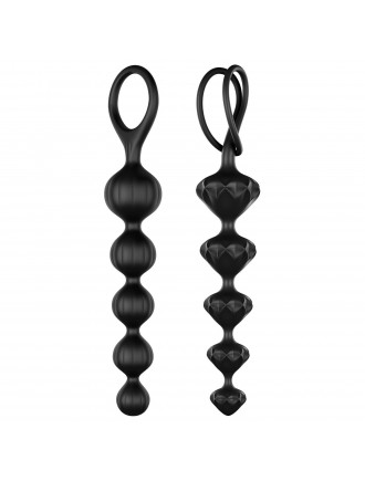 Набір анальних намистин Satisfyer Beads Black, силікон, макс. діаметр 3,3 см та 3,5 см